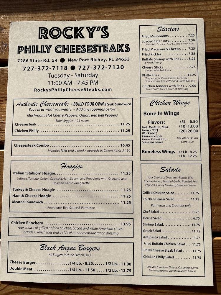 Rocky's Philly Cheesesteaks and Hoagies Menu image 2