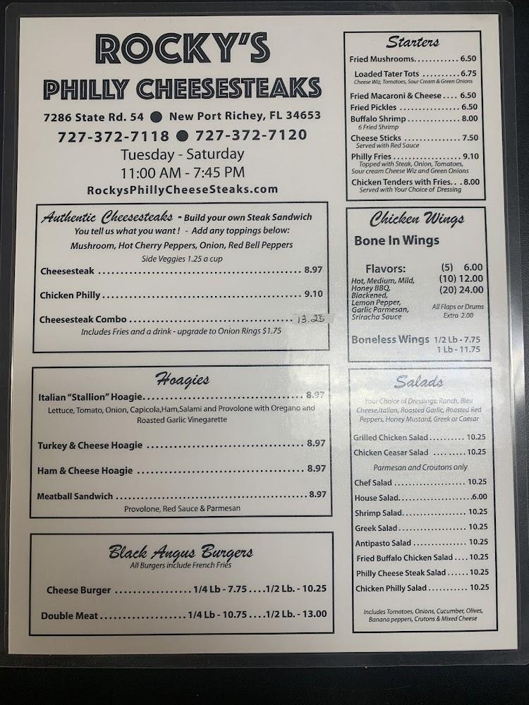 Rocky's Philly Cheesesteaks and Hoagies Menu image 3