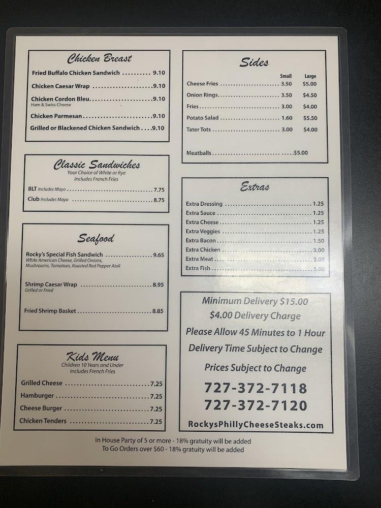 Rocky's Philly Cheesesteaks and Hoagies Menu image 4
